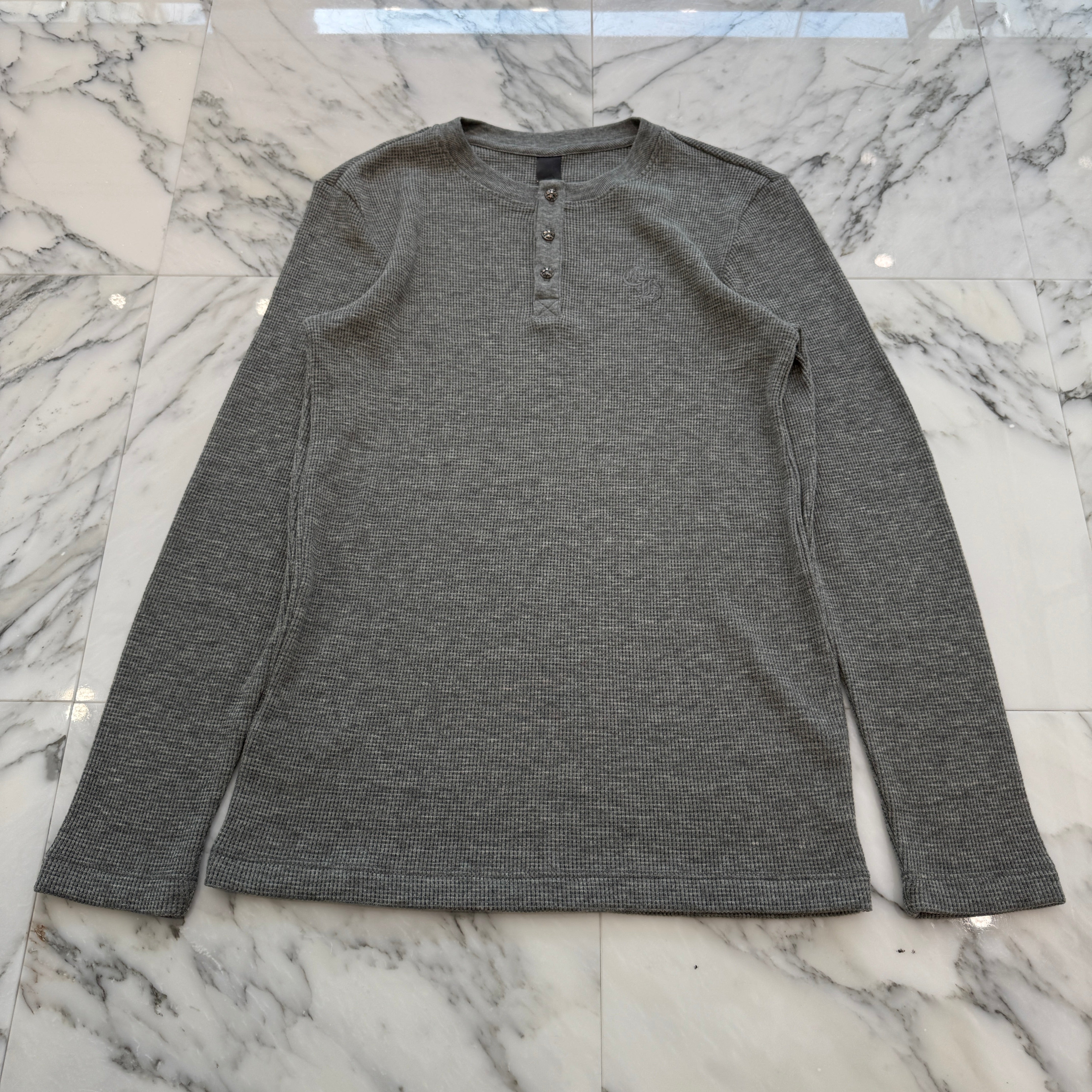 CHROME HEARTS Y NOT CH Embroidery Henry Neck Long Sleeve Tee Size XL クロムハーツ ワイノット CH刺繍 ヘンリーネック ロングスリーブTシャツ サイズXL